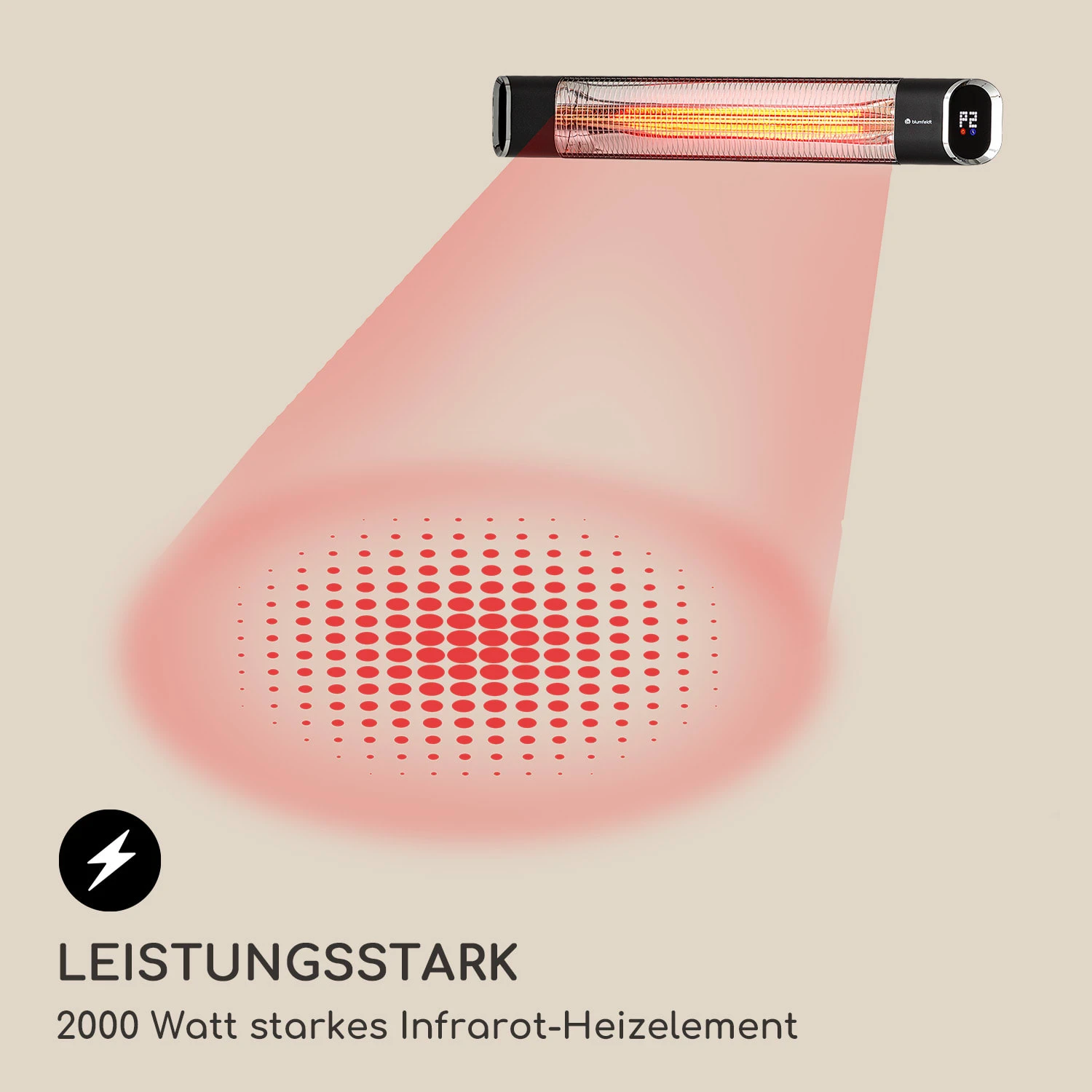 Dark Wave Infrarot-Heizstrahler 2000W Goldbeschichtete Carbonröhre IP65 Aluminium 4 Dark Wave Infrarot-Heizstrahler 2000W Goldbeschichtete Carbonröhre IP65 Aluminium – Bild 4