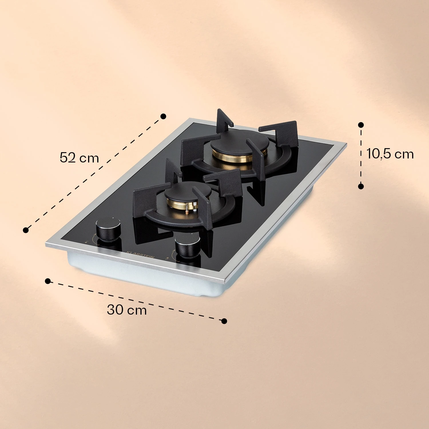 Goldflame Domino Prime Gaskochfeld 2-flammig Messing-Brenner Glaskeramik 7 Goldflame Domino Prime Gaskochfeld 2-flammig Messing-Brenner Glaskeramik – Bild 7