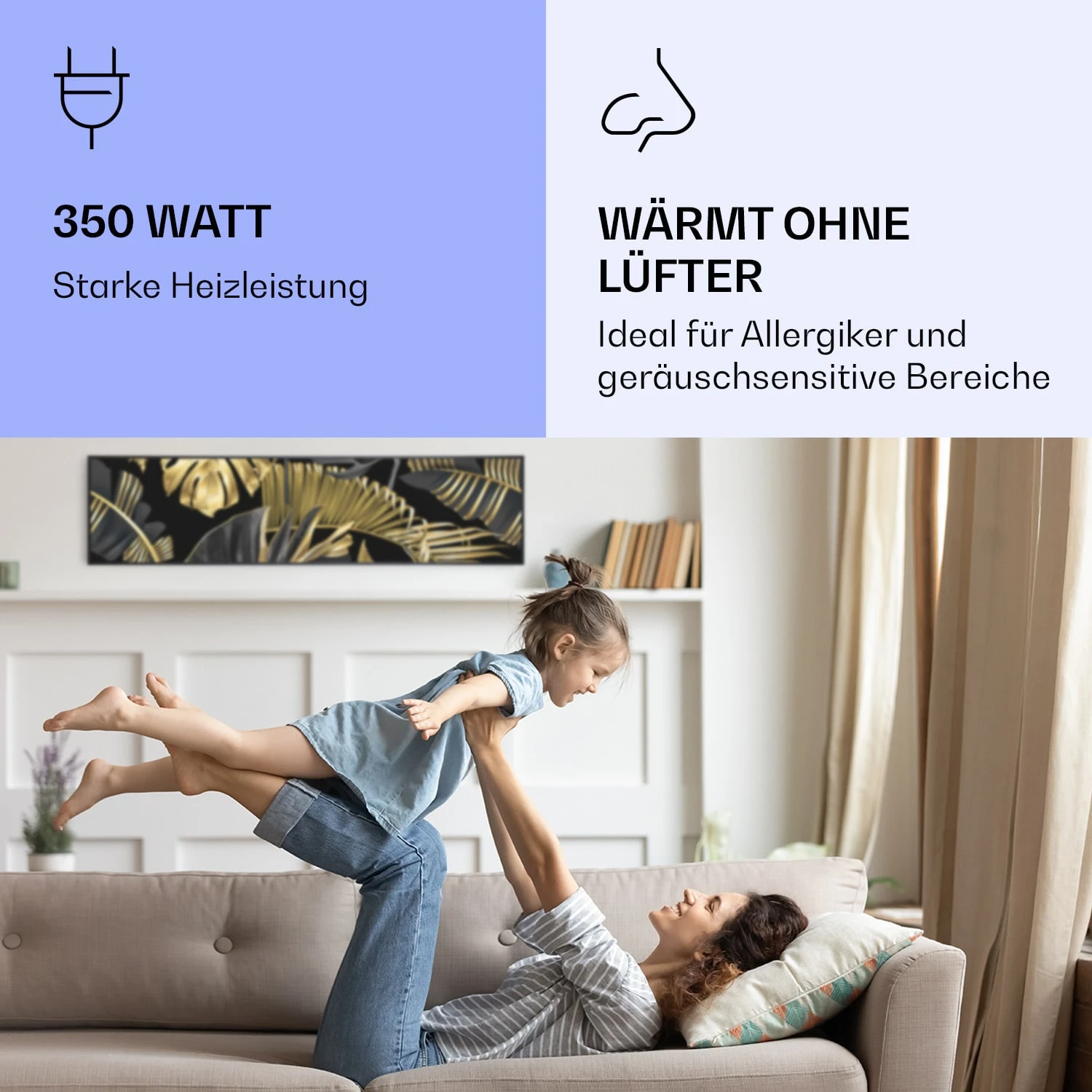 Wonderwall Air Art Smart Infrarotheizung Schwarze Blume 120x30cm 350W 5 Wonderwall Air Art Smart Infrarotheizung Schwarze Blume 120x30cm 350W – Bild 5