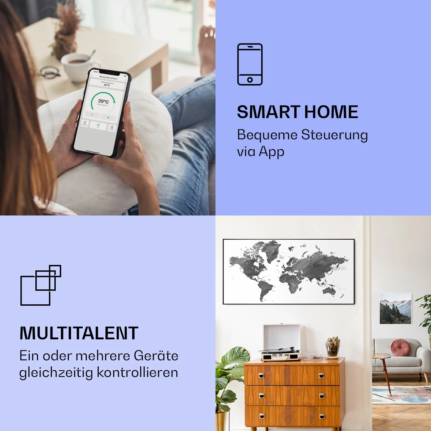 Wonderwall Air Art Smart Infrarotheizung Schwarze Karte 120x60cm 700W 2 Wonderwall Air Art Smart Infrarotheizung Schwarze Karte 120x60cm 700W – Bild 2