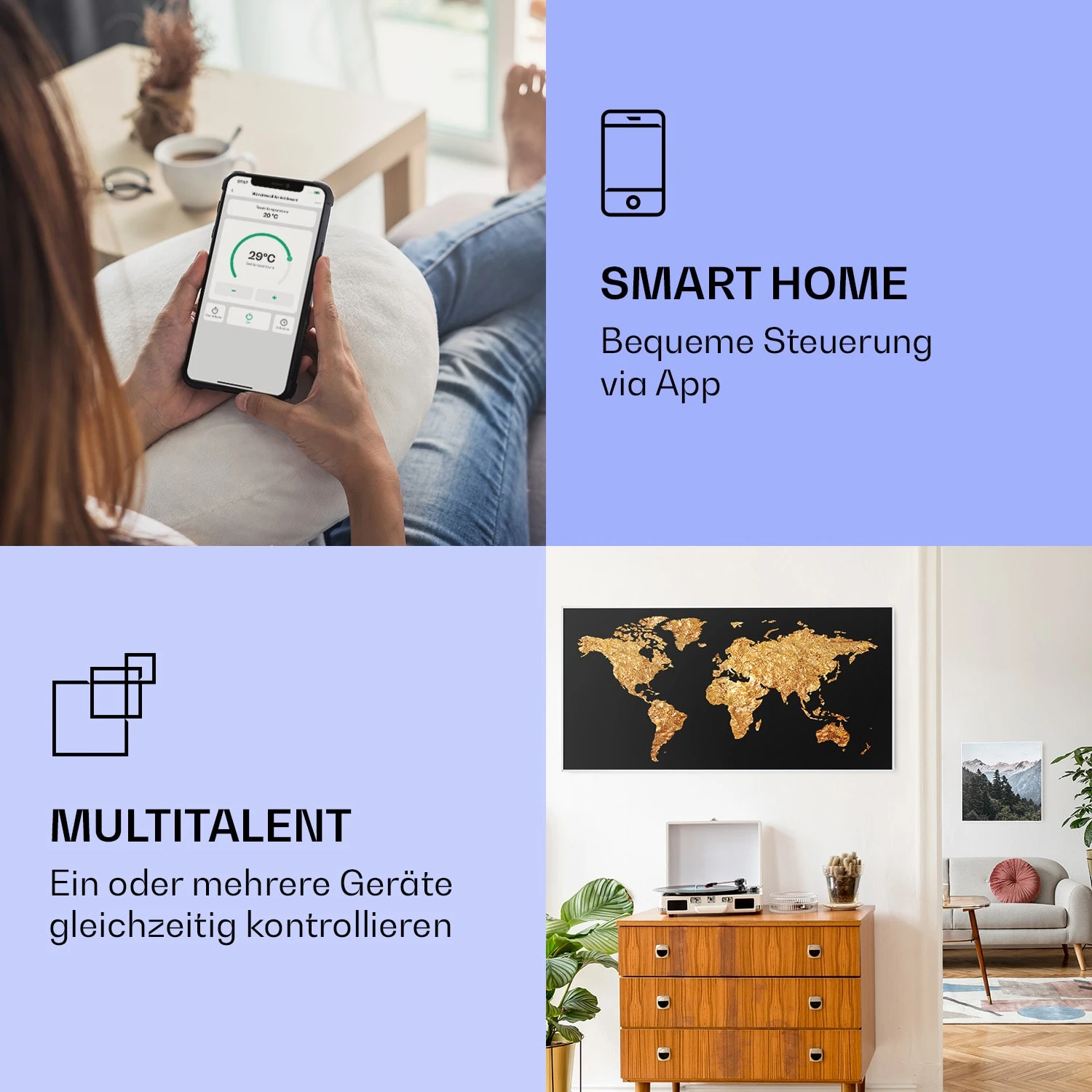 Wonderwall Air Art Smart Infrarotheizung Goldene Karte 120x60cm 700W 2 Wonderwall Air Art Smart Infrarotheizung Goldene Karte 120x60cm 700W – Bild 2