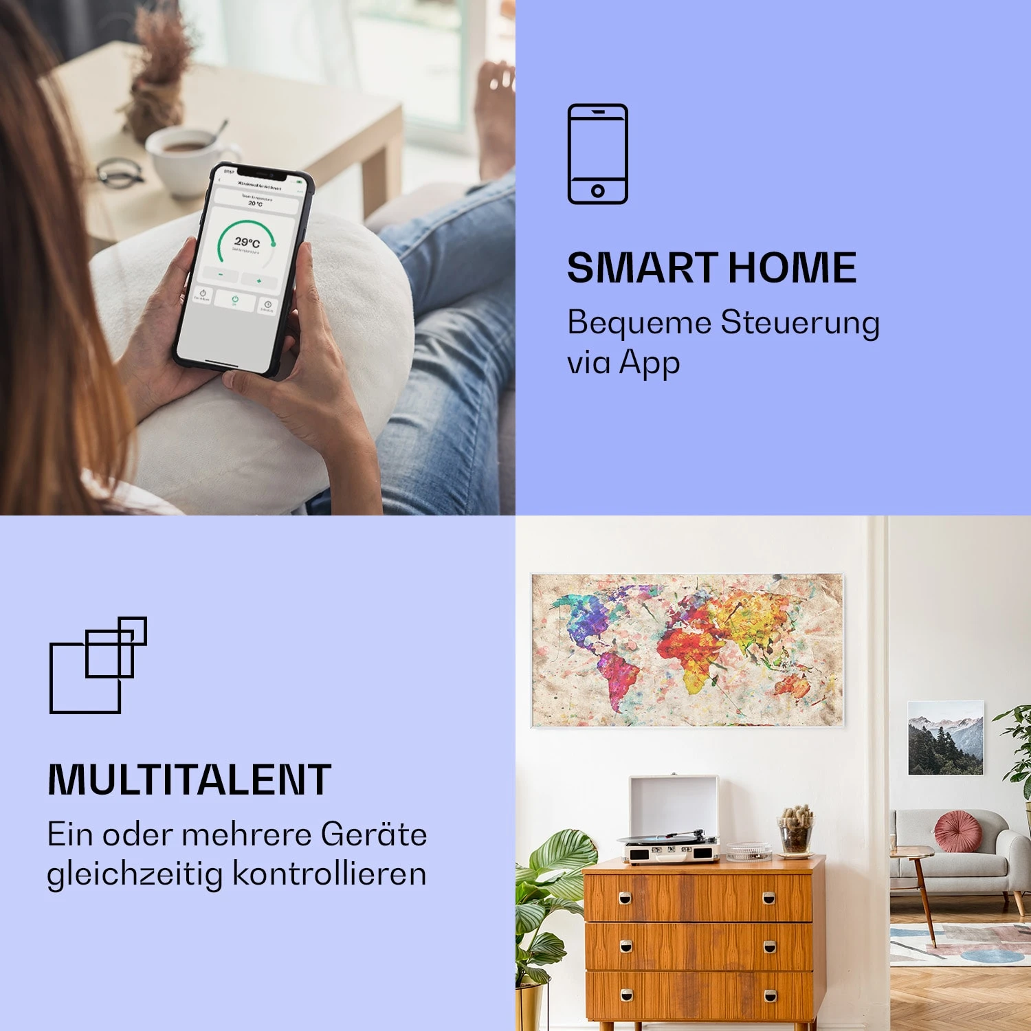 Wonderwall Air Art Smart Infrarotheizung Farbige Karte 120x60cm 700W 2 Wonderwall Air Art Smart Infrarotheizung Farbige Karte 120x60cm 700W – Bild 2