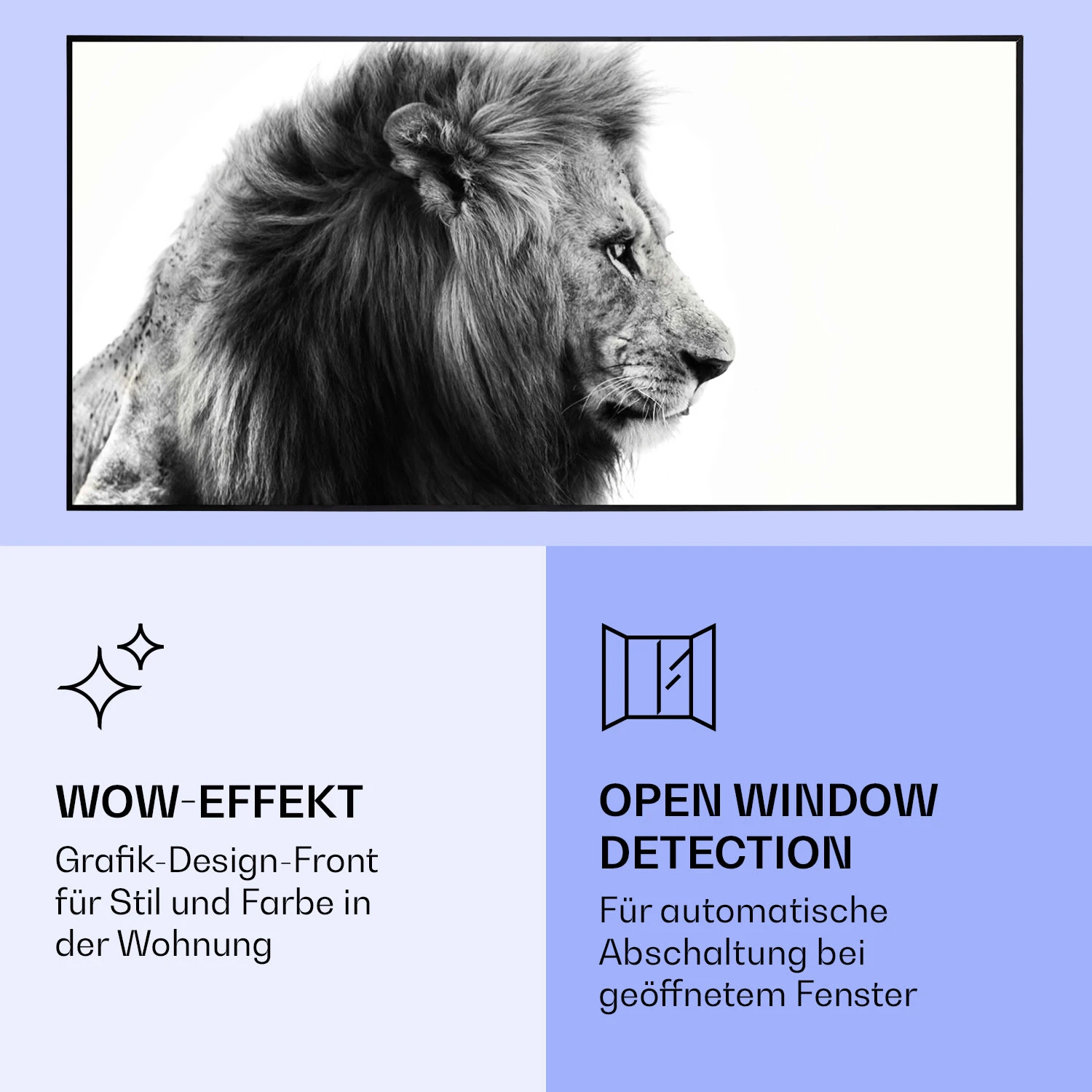 Wonderwall Air Art Smart Infrarotheizung Löwe 60x120cm 700W 6 Wonderwall Air Art Smart Infrarotheizung Löwe 60x120cm 700W – Bild 6