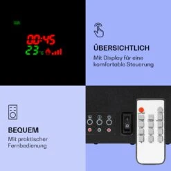 Klarstein Lamington Elektrokamin 2000 W LED-Flammen Heizlüfter Timer Ambientelicht -Haushaltsgeräte Geschäft 10038006 de 0005 logo