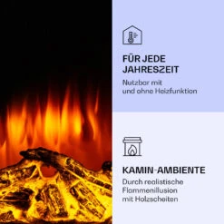 Klarstein Lamington Elektrokamin 2000 W LED-Flammen Heizlüfter Timer Ambientelicht -Haushaltsgeräte Geschäft 10038006 de 0006 logo