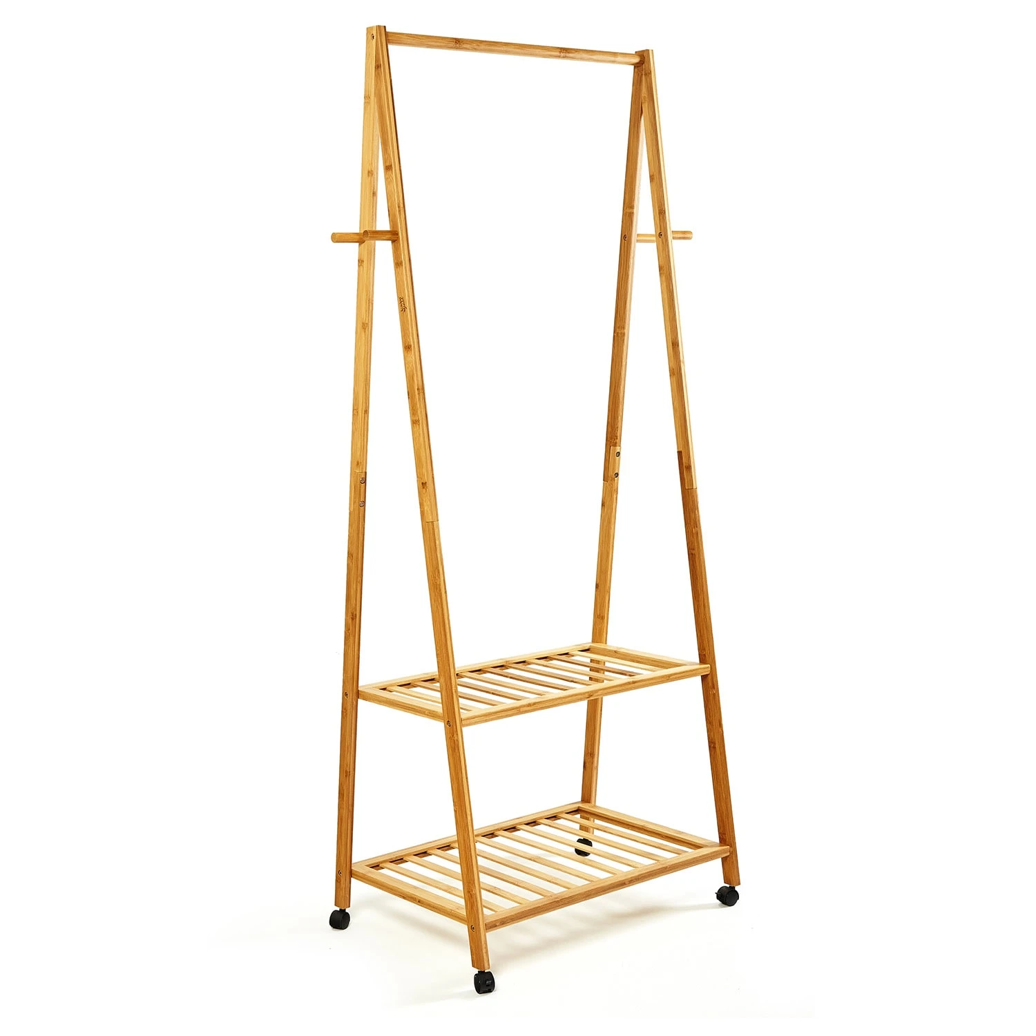Garderobe Kleiderständer 4 Rollen 2 Ablagen 60x162x42,5 Cm 100% Bambus 1 Garderobe Kleiderständer 4 Rollen 2 Ablagen 60x162x42,5 Cm 100% Bambus