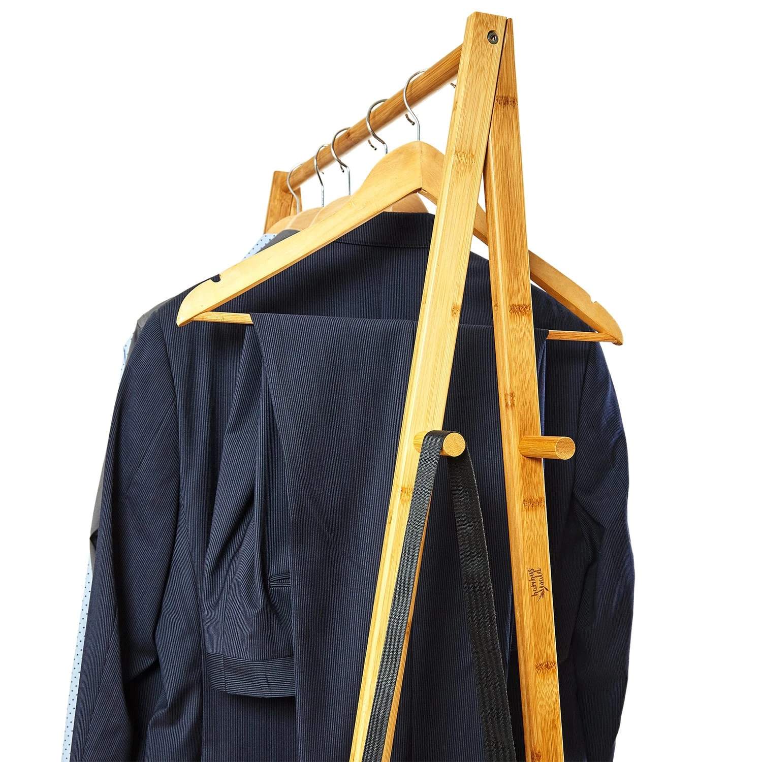 Garderobe Kleiderständer 4 Rollen 2 Ablagen 60x162x42,5 Cm 100% Bambus 4 Garderobe Kleiderständer 4 Rollen 2 Ablagen 60x162x42,5 Cm 100% Bambus – Bild 4