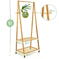 Garderobe Kleiderständer 4 Rollen 2 Ablagen 60x162x42,5 Cm 100% Bambus 13 Garderobe Kleiderständer 4 Rollen 2 Ablagen 60x162x42,5 Cm 100% Bambus -Haushaltsgeräte Geschäft 10038014 yy 0007 logo