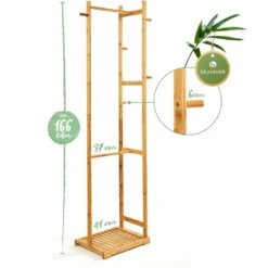 Garderobe 5 Haken 2 Kleiderstangen Ablagefläche Bambus -Haushaltsgeräte Geschäft 10038016 yy 0005 logo