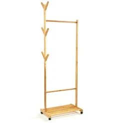 Garderobe Ablage Kleiderständer 57,5 X 173cm Asymmetrisch Bambus