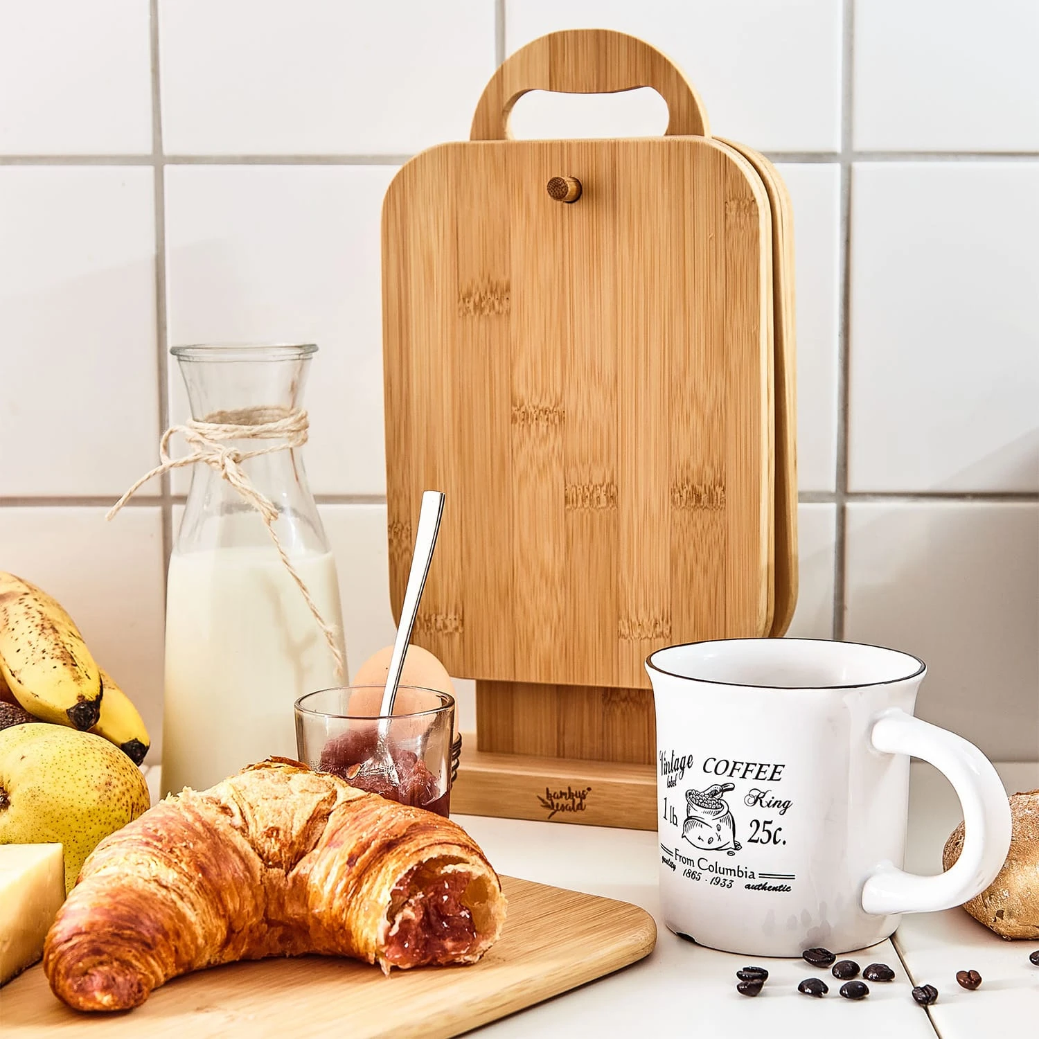 6er-Set Bambus-Frühstücksbrett Mit Ständer 22 X 0,9 X 16 Cm (BxHxT) Pflegeleicht 2 6er-Set Bambus-Frühstücksbrett Mit Ständer 22 X 0,9 X 16 Cm (BxHxT) Pflegeleicht – Bild 2