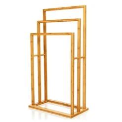 Handtuchhalter 3-fache Handtuchstange 42x80x24 Cm Treppenoptik Bambus