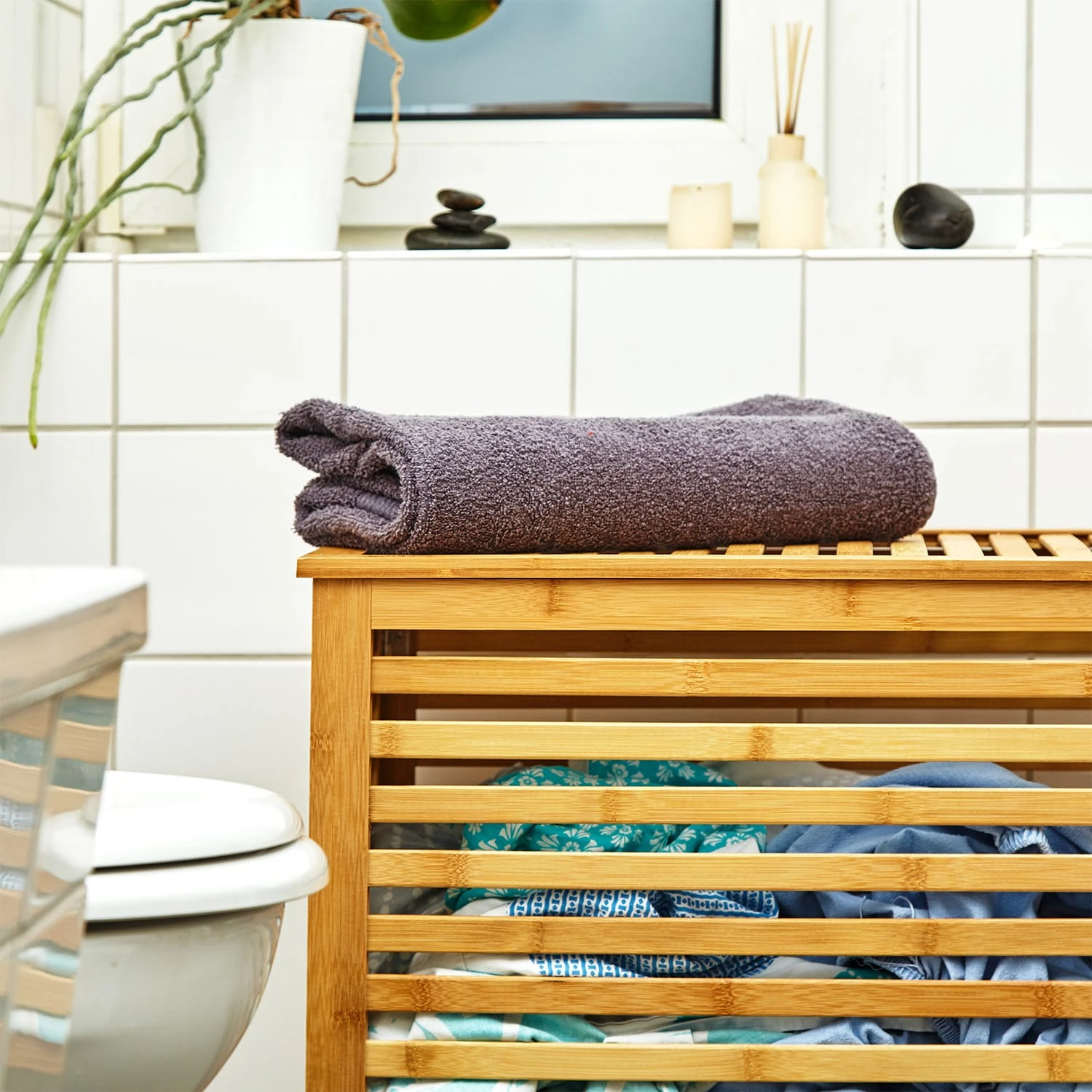 Wäschetruhe Deckel Lüftungsschlitzen Bambus Edelstahl 5 Wäschetruhe Deckel Lüftungsschlitzen Bambus Edelstahl – Bild 5