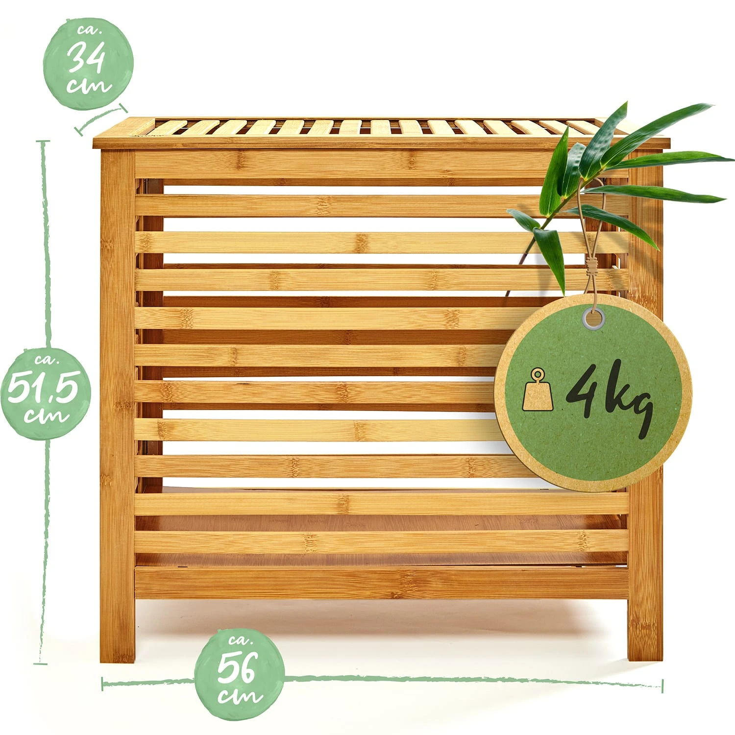 Wäschetruhe Deckel Lüftungsschlitzen Bambus Edelstahl 8 Wäschetruhe Deckel Lüftungsschlitzen Bambus Edelstahl – Bild 8