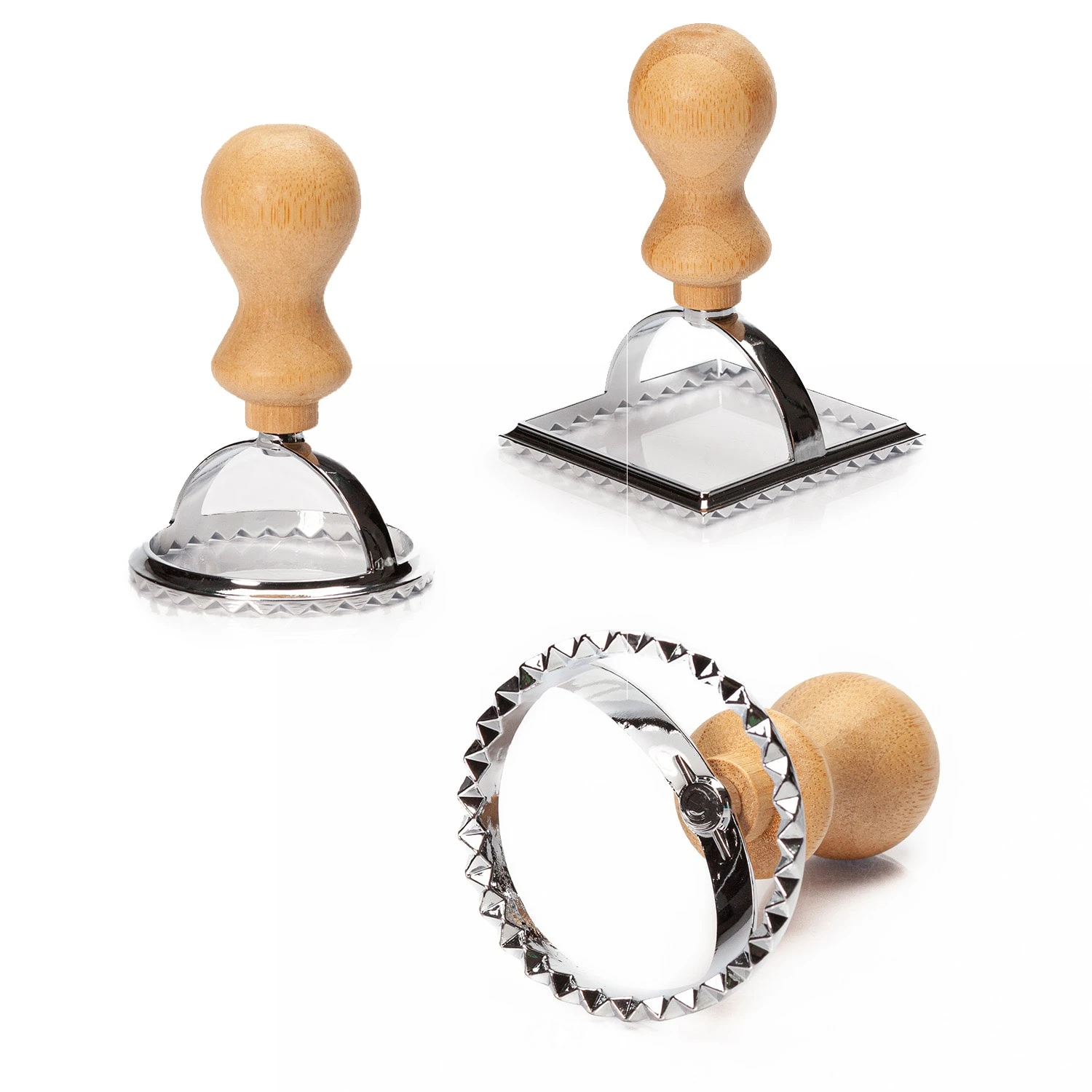 Ravioli Ausstecher 3er Set 3 Größen Rund & Eckig Metall Bambus 6 Ravioli Ausstecher 3er Set 3 Größen Rund & Eckig Metall Bambus – Bild 6