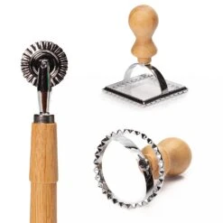 Ravioli Ausstecher 3er Set 2 Größen Rund & Eckig Teigrad Metall Bambus -Haushaltsgeräte Geschäft 10038038 yy 0006 logo