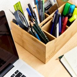Schreibtischorganizer Stiftehalter 6 Fächer Maße: 25x12x18 Cm Bambus -Haushaltsgeräte Geschäft 10038047 yy 0004 logo