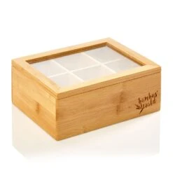 Teebox 6 Fächer 90 Teebeutel Kunststoff-Sichtfenster Bambus -Haushaltsgeräte Geschäft 10038069 yy 0007 logo