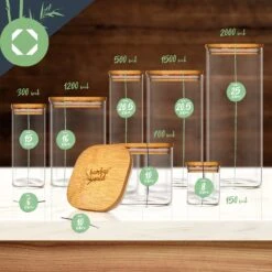 Eckiges Glas Mit Bambusdeckel Luftdicht Silikonring 10 X 25 X 10 Cm -Haushaltsgeräte Geschäft 10038076 yy 0008 logo