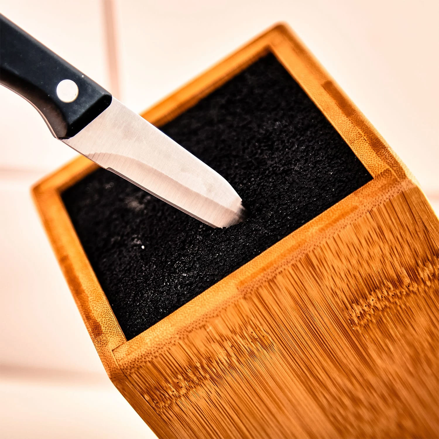 Messerblock, Schief PET-Borsteneinsatz Für 5-10 Messer, Bambus 5 Messerblock, Schief PET-Borsteneinsatz Für 5-10 Messer, Bambus – Bild 5