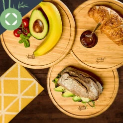 3er-Set Bambus-Frühstücksbrett Rund 25 X 1,6 X Cm (ØxH) Pflegeleicht -Haushaltsgeräte Geschäft 10038082 yy 0004 logo
