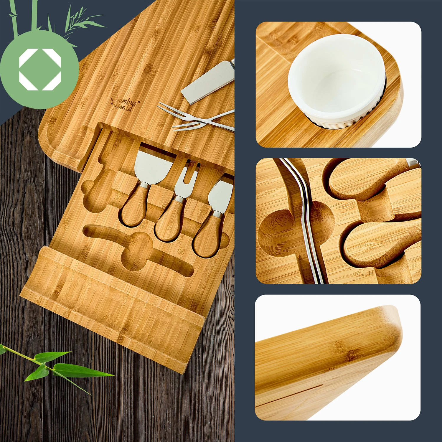 XXL-Käsebrett Schublade 34 X 4,5 X 34 Cm Käsebesteck Pflegeleicht 3 XXL-Käsebrett Schublade 34 X 4,5 X 34 Cm Käsebesteck Pflegeleicht – Bild 3