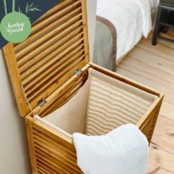 Wäschekorb Klappdeckel Bambus Baumwollleinen Einfacher Aufbau Bambus -Haushaltsgeräte Geschäft 10038088 yy 0004 logo