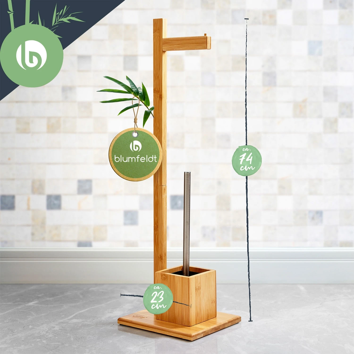 WC Garnitur Toilettenbürste 23x74x19,5cm Feuchtigkeitsresistent Bambus 7 WC Garnitur Toilettenbürste 23x74x19,5cm Feuchtigkeitsresistent Bambus – Bild 7