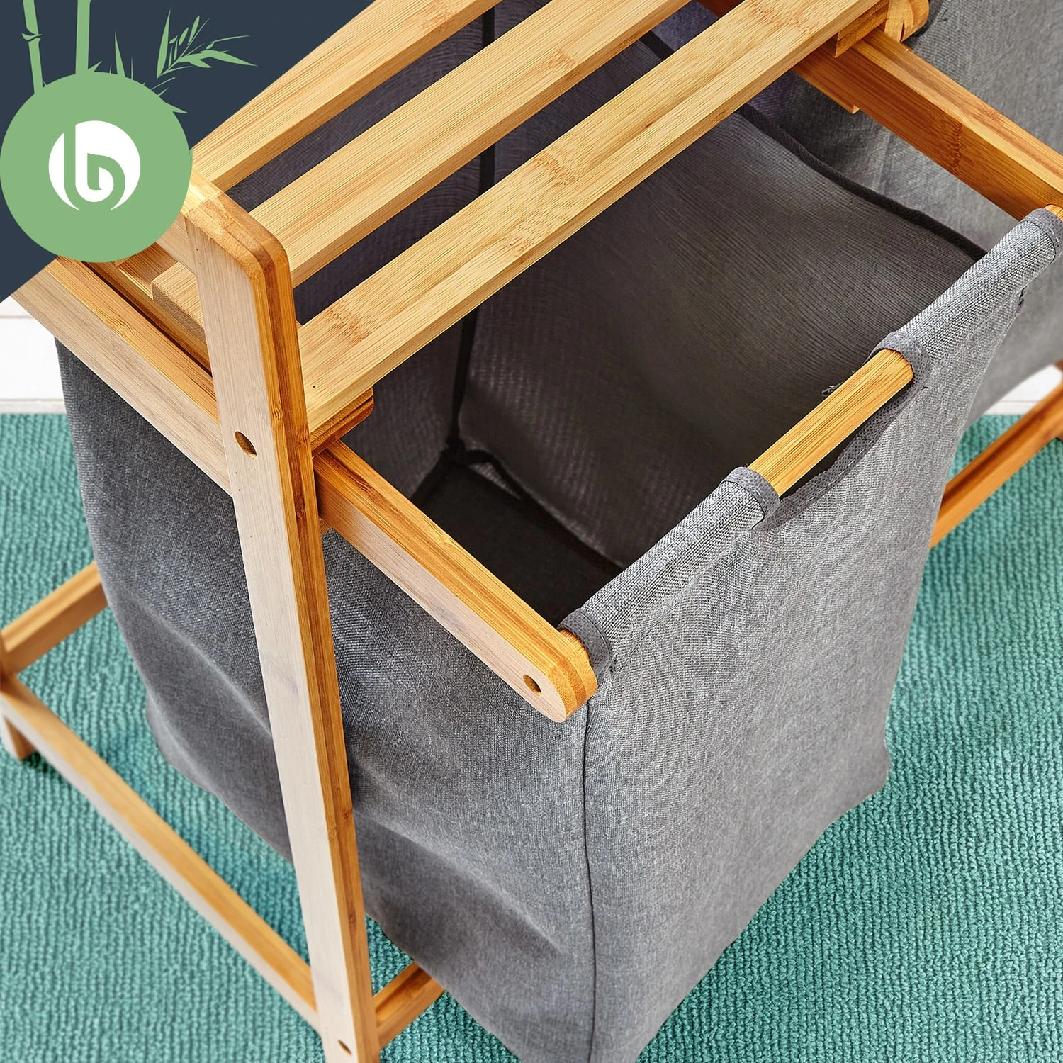 Wäschestation 2 Herausnehmbare Säcke Bambus Baumwolle 4 Wäschestation 2 Herausnehmbare Säcke Bambus Baumwolle – Bild 4