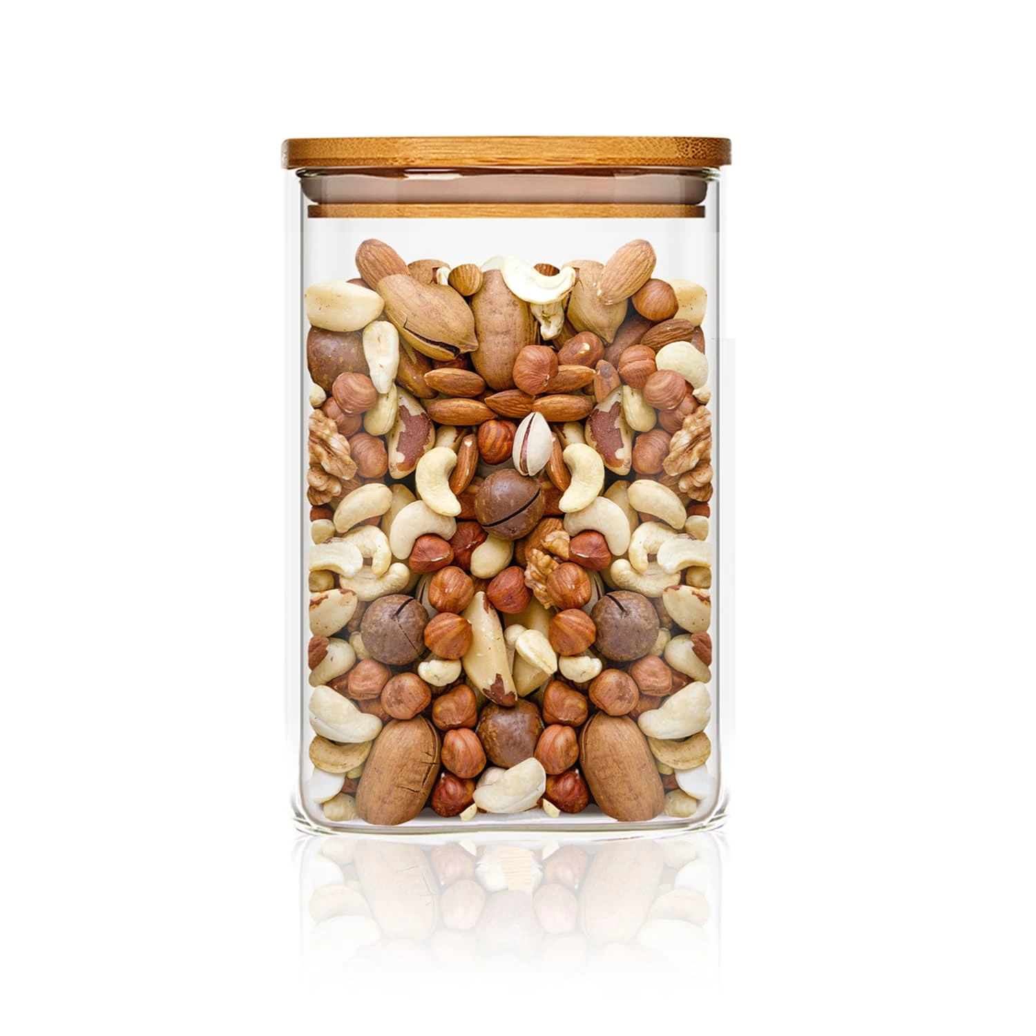 Eckiges Glas Mit Bambusdeckel Luftdicht Mit Silikonring 10x16x10 Cm 1200 Ml 1 Eckiges Glas Mit Bambusdeckel Luftdicht Mit Silikonring 10x16x10 Cm 1200 Ml