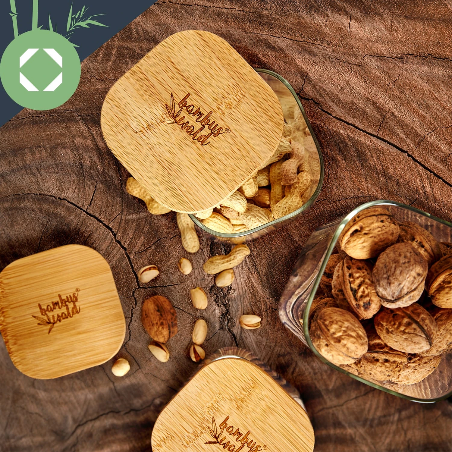 Eckiges Glas Mit Bambusdeckel Luftdicht Mit Silikonring 10x16x10 Cm 1200 Ml 5 Eckiges Glas Mit Bambusdeckel Luftdicht Mit Silikonring 10x16x10 Cm 1200 Ml – Bild 5