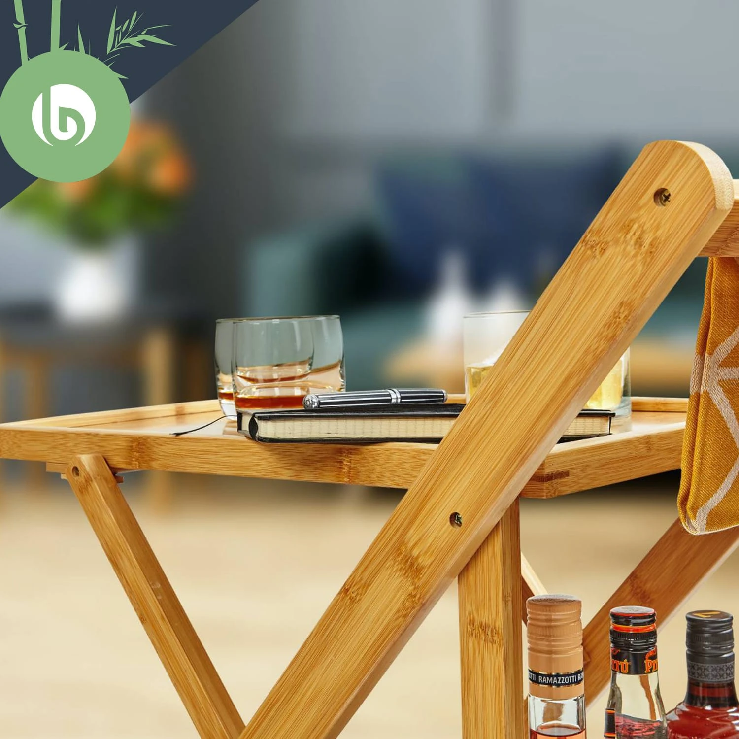 Servierwagen 2 Etagen 4 Rollen 66x70x40,5cm (BxHxT) Bambus 4 Servierwagen 2 Etagen 4 Rollen 66x70x40,5cm (BxHxT) Bambus – Bild 4