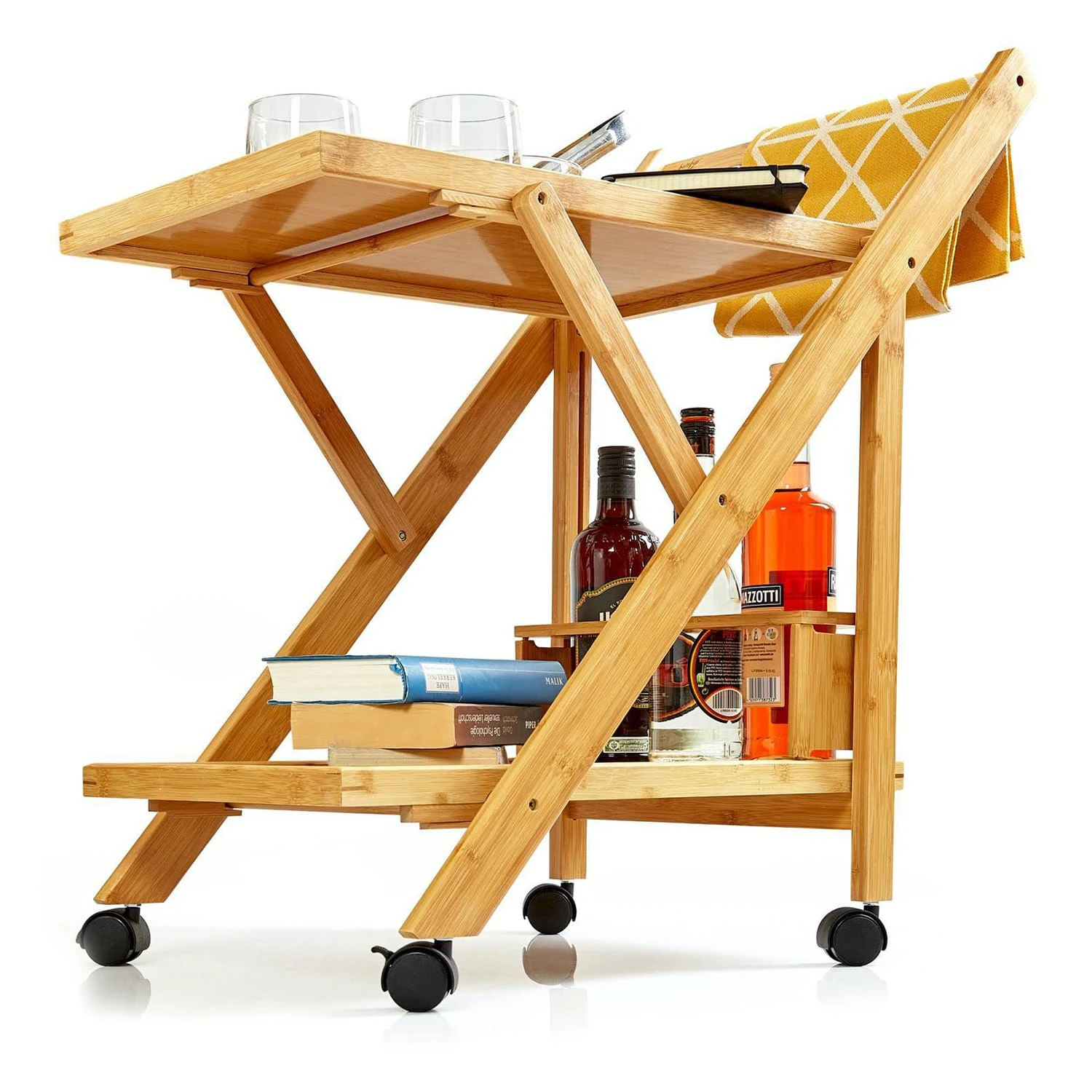 Servierwagen 2 Etagen 4 Rollen 66x70x40,5cm (BxHxT) Bambus 5 Servierwagen 2 Etagen 4 Rollen 66x70x40,5cm (BxHxT) Bambus – Bild 5