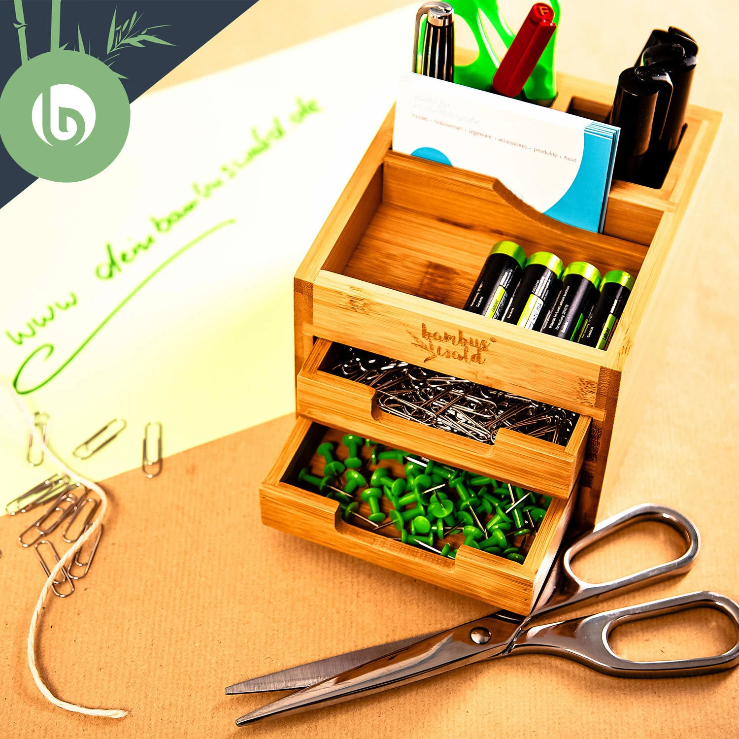 Schreibtischorganizer Mit 2 Ausziehfächern 15 X 9,5 X 12,5 Cm Bambus 2 Schreibtischorganizer Mit 2 Ausziehfächern 15 X 9,5 X 12,5 Cm Bambus – Bild 2