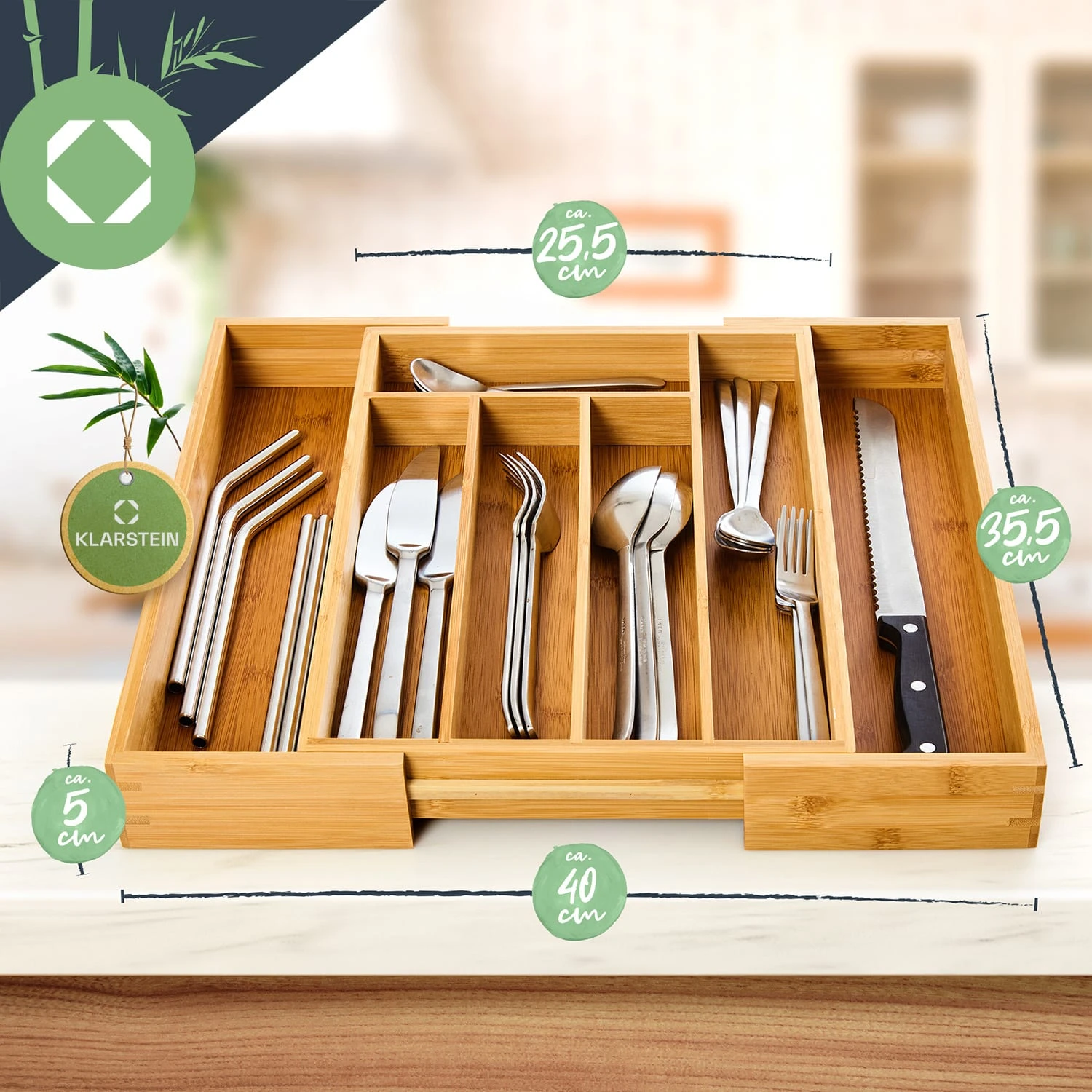 Besteckkasten 5-7 Fächer Max. 40 X 5 X 35,5 Cm Bambus 9 Besteckkasten 5-7 Fächer Max. 40 X 5 X 35,5 Cm Bambus – Bild 9
