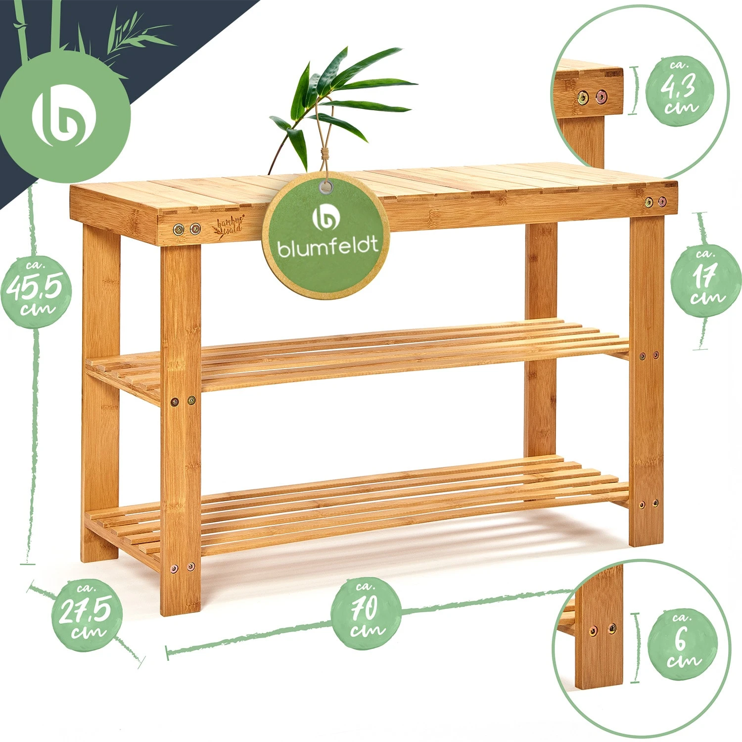 Schuhregal Mehrzweckregal Sitzbank 2 Etagen Für 8 Paar Schuhe Bambus 7 Schuhregal Mehrzweckregal Sitzbank 2 Etagen Für 8 Paar Schuhe Bambus – Bild 7