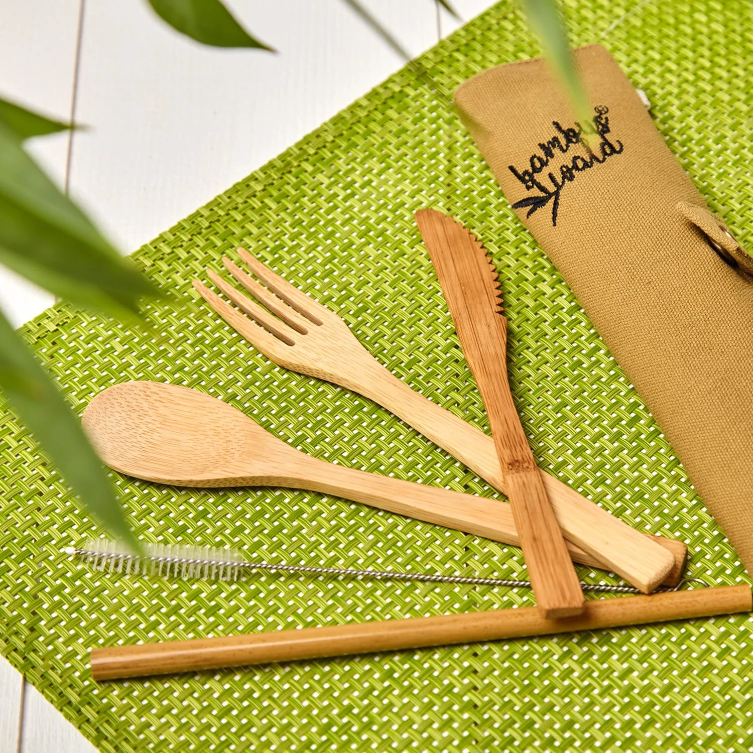 Reisebesteck In Brauner Tasche 5-teilig Zusammenrollbar Bambus 5 Reisebesteck In Brauner Tasche 5-teilig Zusammenrollbar Bambus – Bild 5