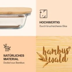 Aufschnittbox Mit Deckel 1,6 Liter 2er Set Glas Bambus Hitzebeständig -Haushaltsgeräte Geschäft 10038231 de 0003 logo