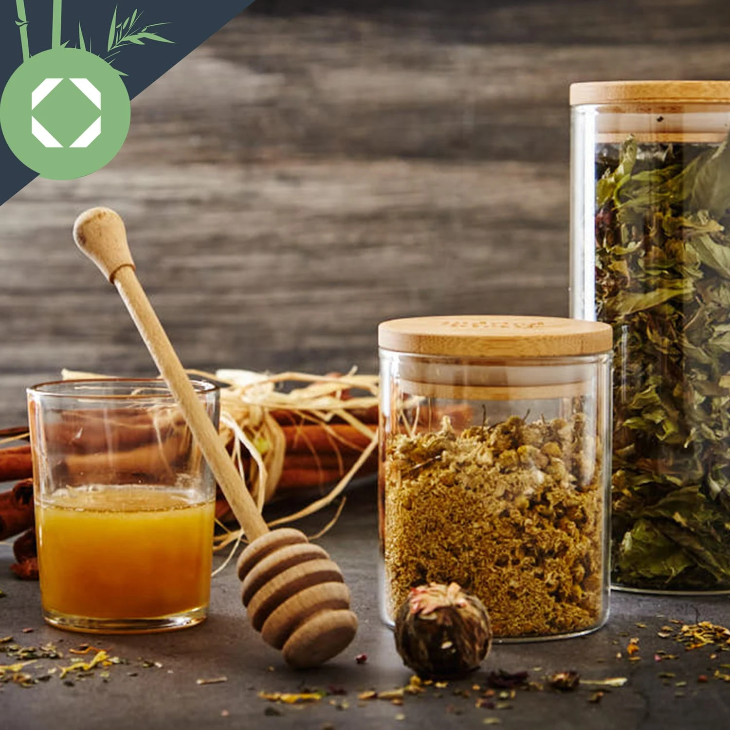 Rundes Glas Mit Bambusdeckel 4er-Set Inhalt: 600 Ml, 1000 Ml, 1500 Ml, 1800 Ml 4 Rundes Glas Mit Bambusdeckel 4er-Set Inhalt: 600 Ml, 1000 Ml, 1500 Ml, 1800 Ml – Bild 4