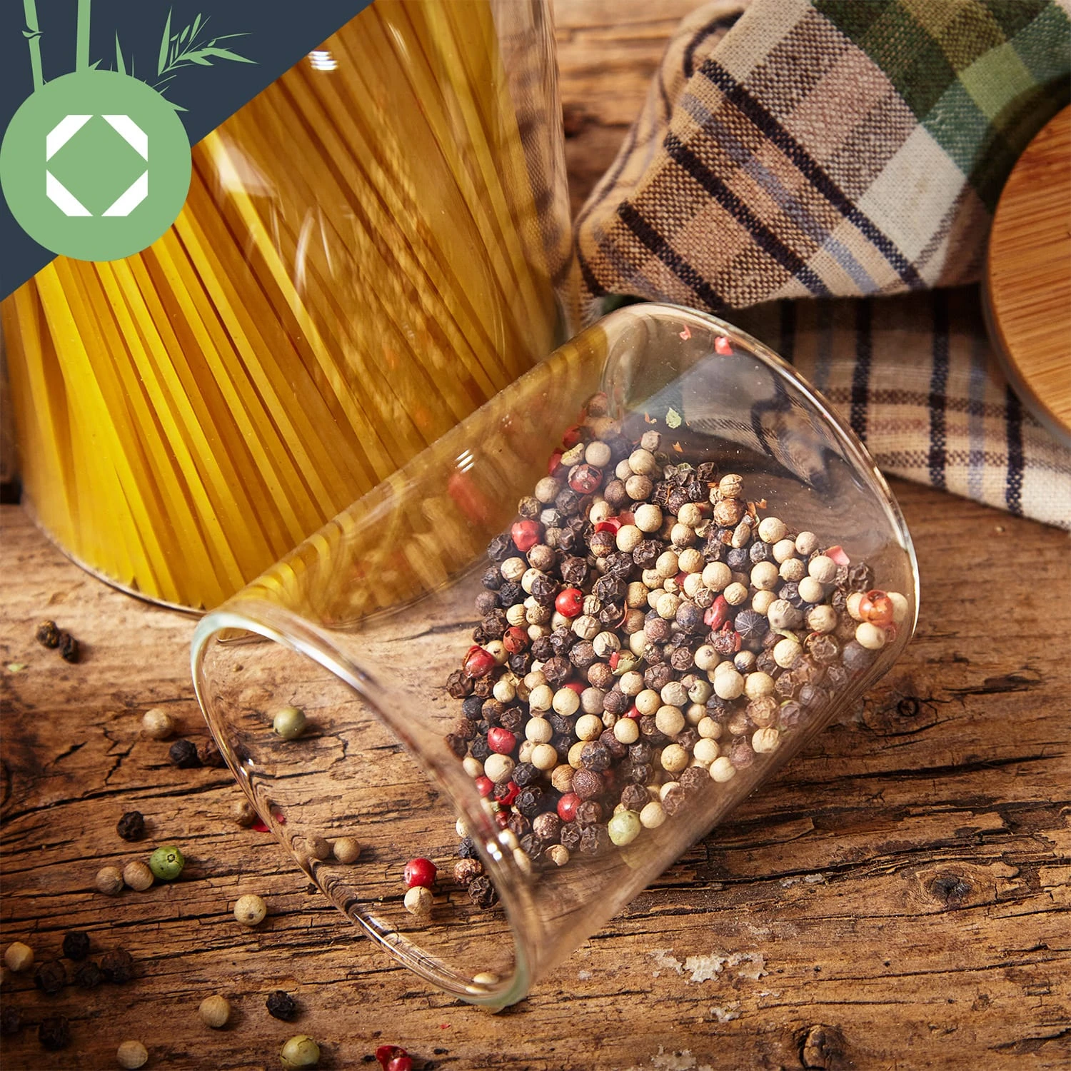 Rundes Glas Mit Bambusdeckel 4er-Set Inhalt: 600 Ml, 1000 Ml, 1500 Ml, 1800 Ml 5 Rundes Glas Mit Bambusdeckel 4er-Set Inhalt: 600 Ml, 1000 Ml, 1500 Ml, 1800 Ml – Bild 5