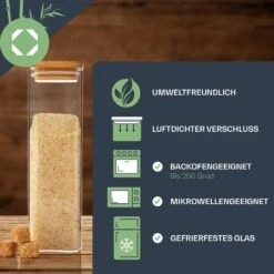 Eckiges Glas Mit Bambusdeckel Luftdicht Mit Silikonring 10x25x10 Cm 3x 2000 Ml -Haushaltsgeräte Geschäft 10038255 de 0005 logo