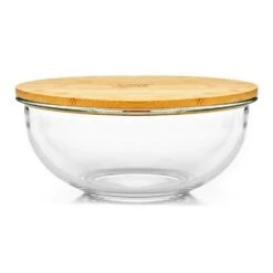 Glasschüssel 3200 Ml Bambusdeckel Verschließbar BPA-frei Größe XL