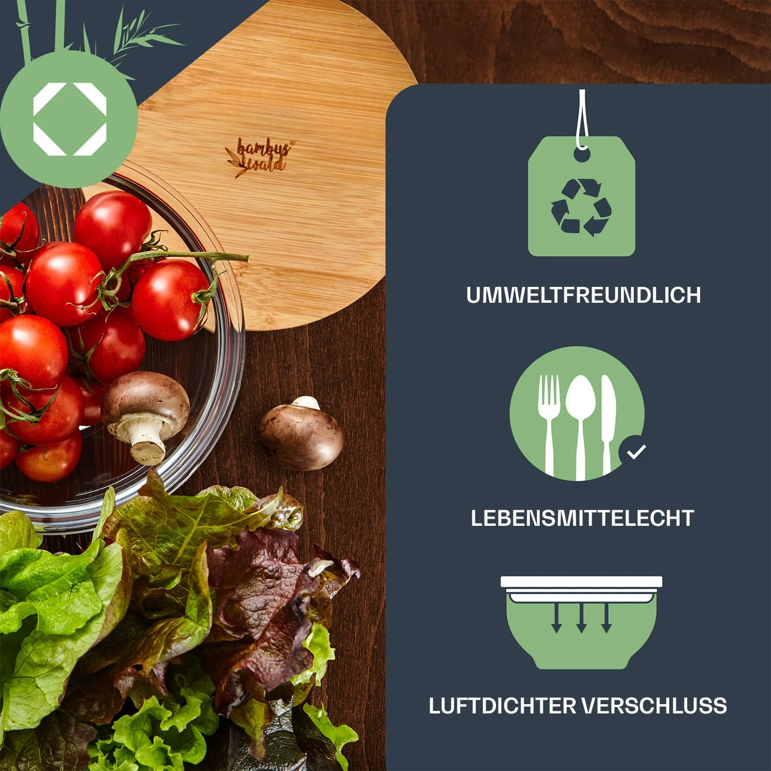 Salatschüssel 465 Ml Bambusdeckel Verschließbar BPA-frei Größe XS 3 Salatschüssel 465 Ml Bambusdeckel Verschließbar BPA-frei Größe XS – Bild 3