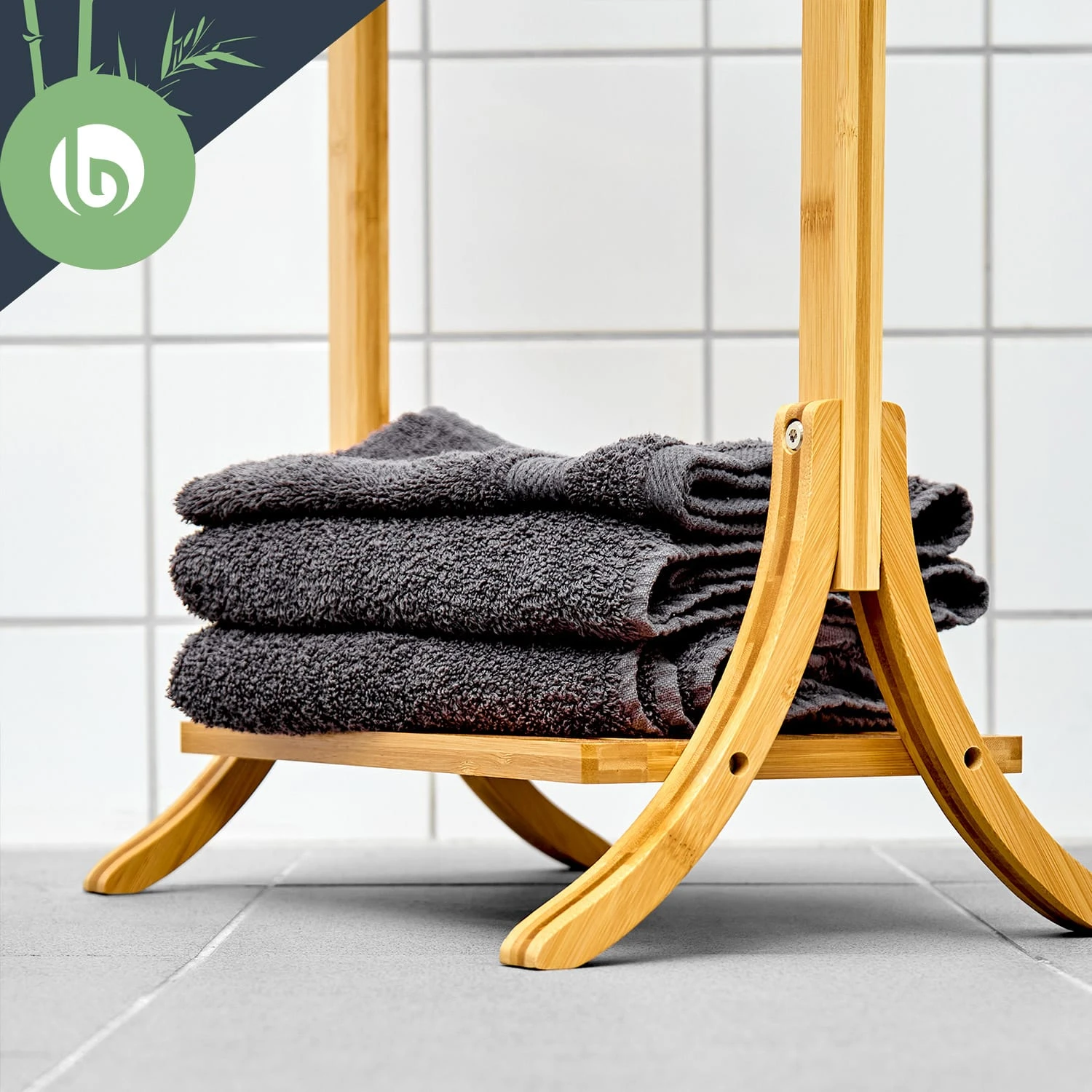 Handtuchhalter 3-fache Handtuchstange 40x104,5x27cm Leiteroptik Bambus 4 Handtuchhalter 3-fache Handtuchstange 40x104,5x27cm Leiteroptik Bambus – Bild 4