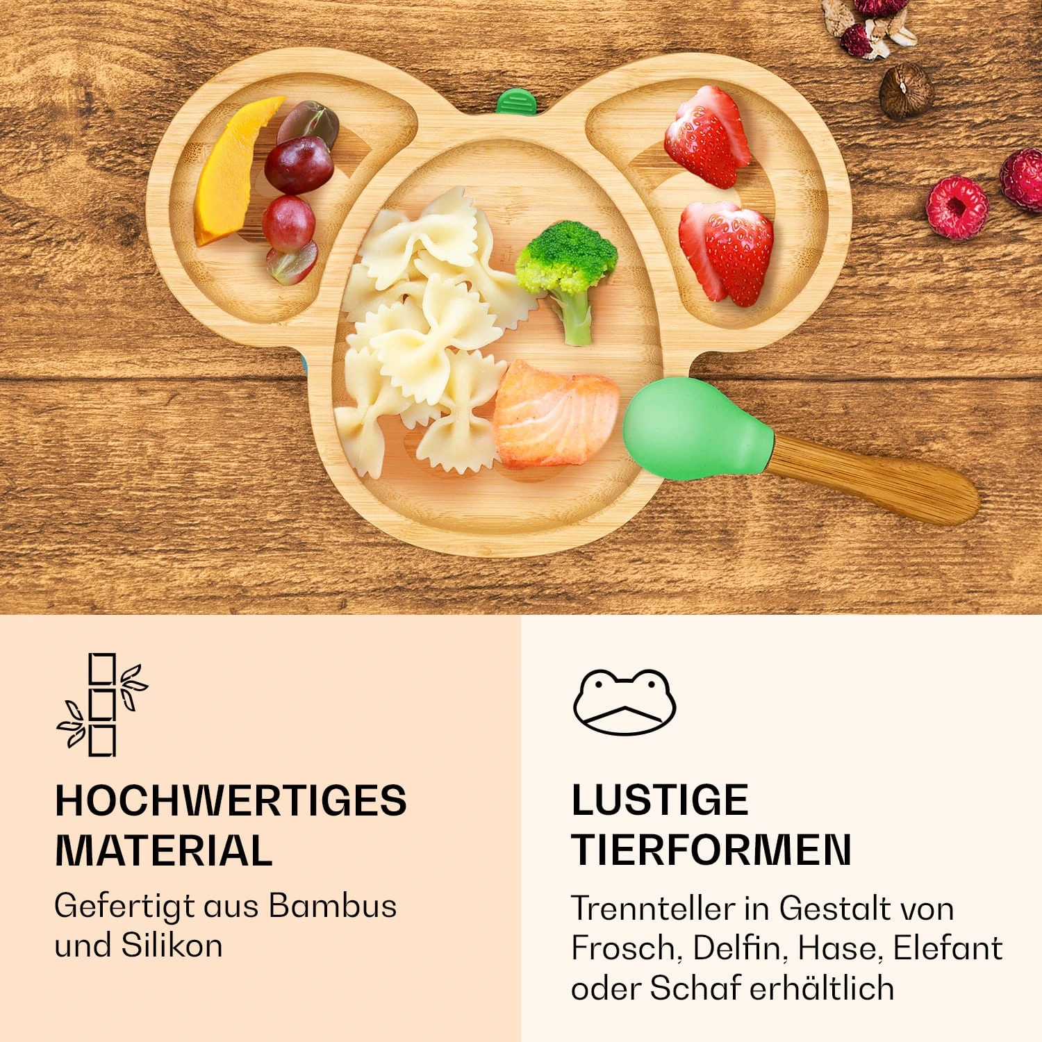 Kindergeschirr Bambusteller & Löffel 250 Ml Inkl. Saugnapf 18 X 18 Cm 4 Kindergeschirr Bambusteller & Löffel 250 Ml Inkl. Saugnapf 18 X 18 Cm – Bild 4