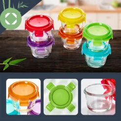 Babygläser 6er-Set Bunte Deckel Luftdichter Verschluss Geschmacksecht -Haushaltsgeräte Geschäft 10038298 yy 0003 logo