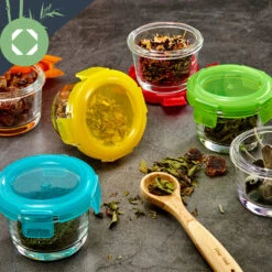 Babygläser 6er-Set Bunte Deckel Luftdichter Verschluss Geschmacksecht -Haushaltsgeräte Geschäft 10038298 yy 0004 logo