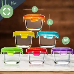 Babygläser 6er-Set Bunte Deckel Luftdichter Verschluss Geschmacksecht -Haushaltsgeräte Geschäft 10038298 yy 0008 logo