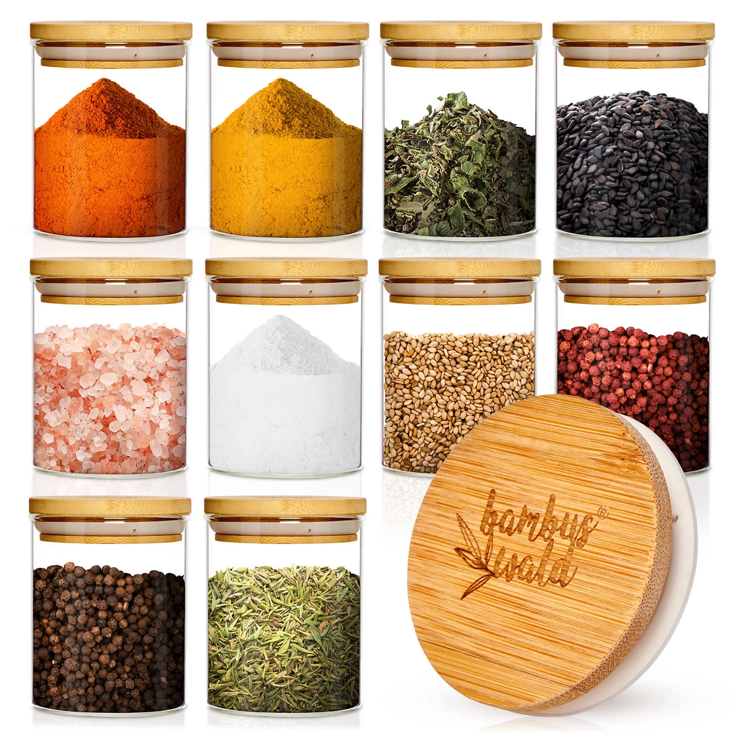 Runde Gläser Bambusdeckel 10 Stück Je 150 Ml Luftdicht 1 Runde Gläser Bambusdeckel 10 Stück Je 150 Ml Luftdicht