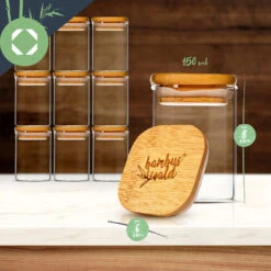 Eckige Gläser Bambusdeckel 10 Stück Je 150 Ml Luftdicht -Haushaltsgeräte Geschäft 10038300 yy 0008 logo
